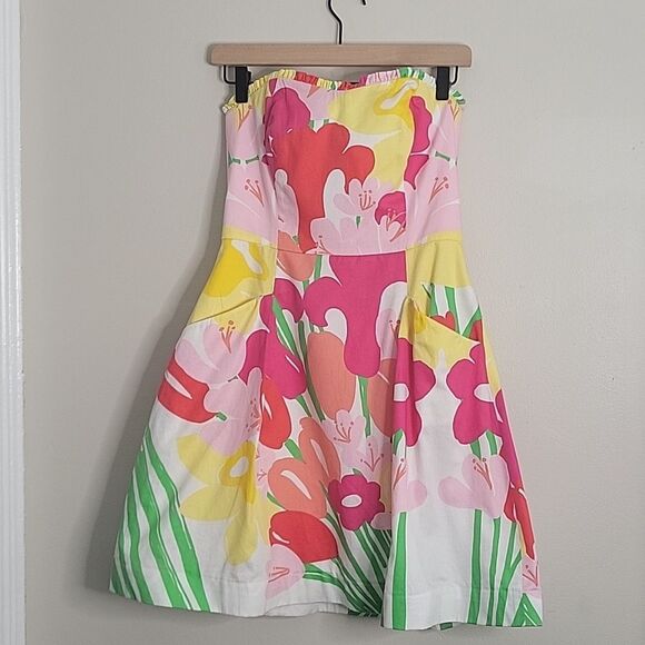 Lilly Pulitzer Lavish Lilly's Place Blossom Floral Strapless Size 2 - Picture 3 of 11